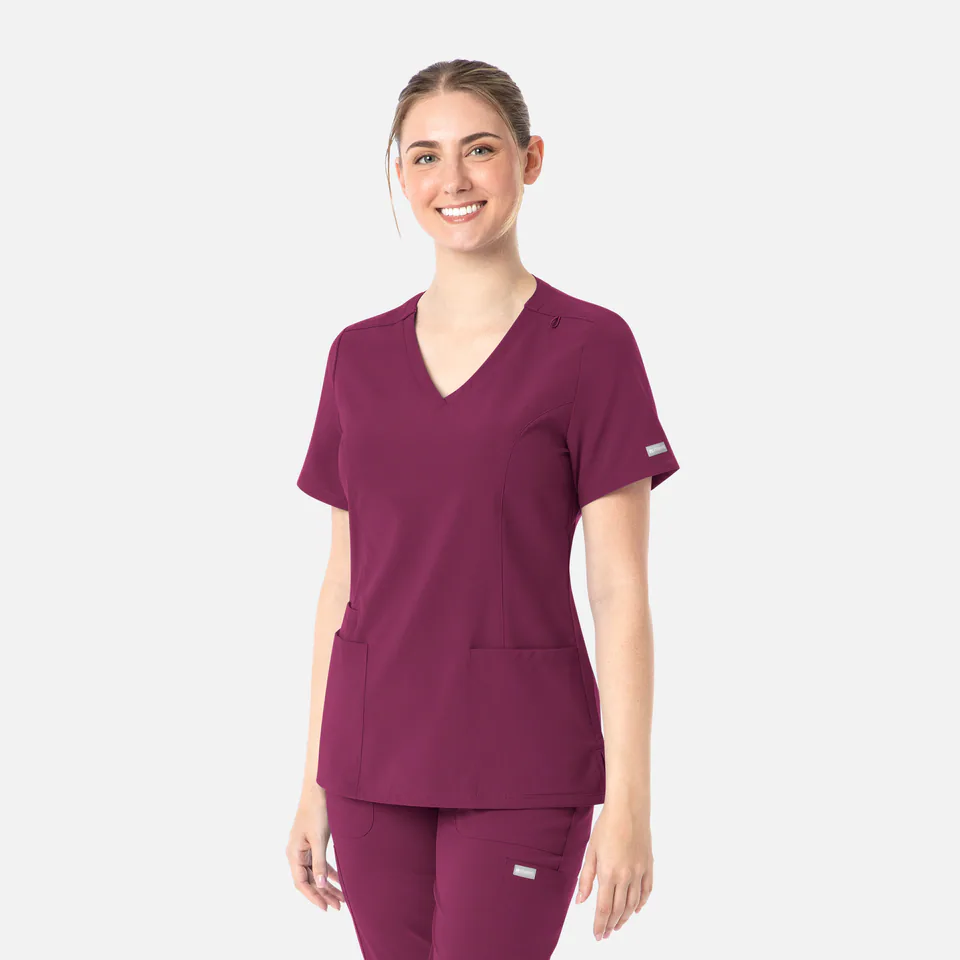 Women’s Double V-Neck Top in Wine